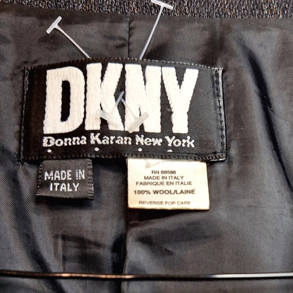 Vintage DKNY 90s 100% wool women's  charcoal grey oversized power suit blazer - Picture 2 of 8